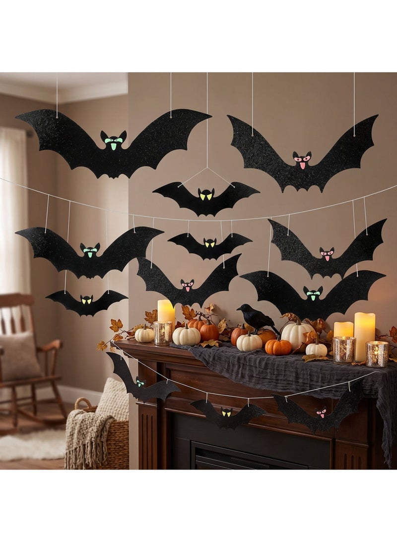 Brain Giggles 15 Pcs Hanging Decoration Bat with Glowing Eyes for Outdoor and Indoor Decoration - Image 5