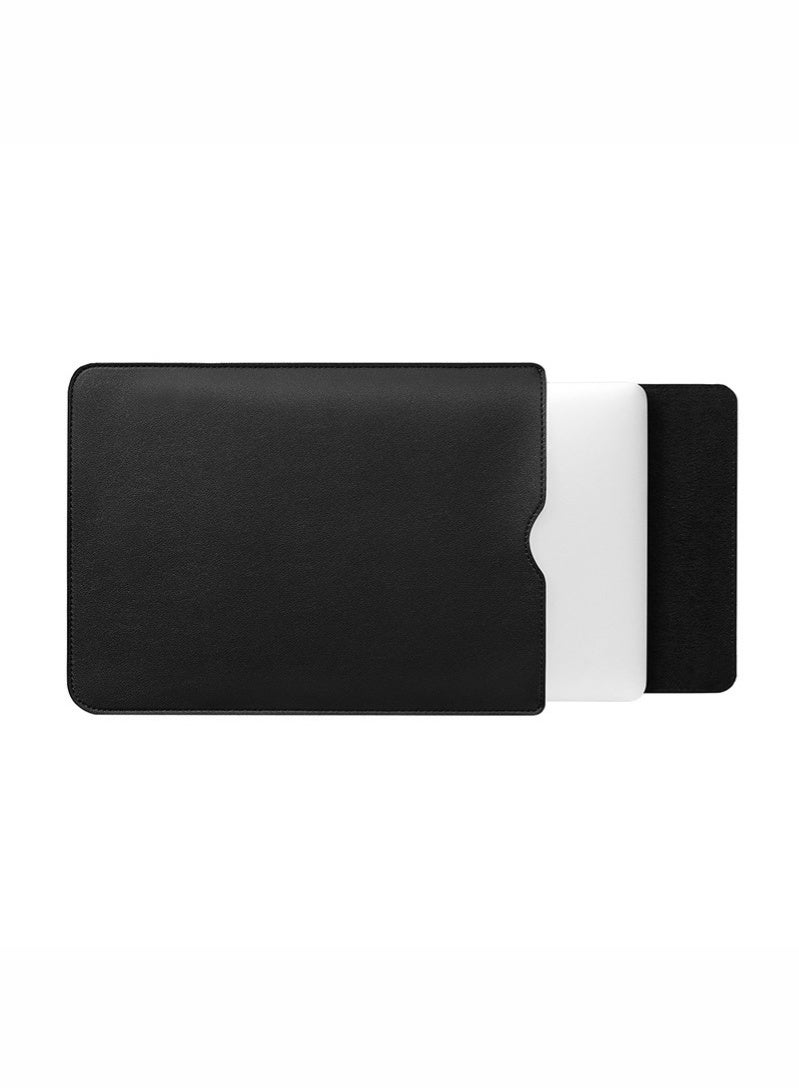 حقيبة كمبيوتر محمول مع لوحة ماوس، طبقة داخلية ناعمة وطبقة خارجية مغلفة بجلد البولي يوريثان، رفيعة للغاية وأنيقة، مناسبة لأجهزة الكمبيوتر المحمولة فائقة الرقة مثل MacBookAir MacBookPro (13.3 بوصة، أسود) - Image 3