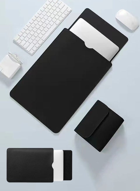 Laptop case with mouse pad, soft inner layer and outer layer wrapped in PU leather, ultra-thin and stylish, suitable for ultra-thin laptops such as MacBookAir MacBookPro (13.3", black)