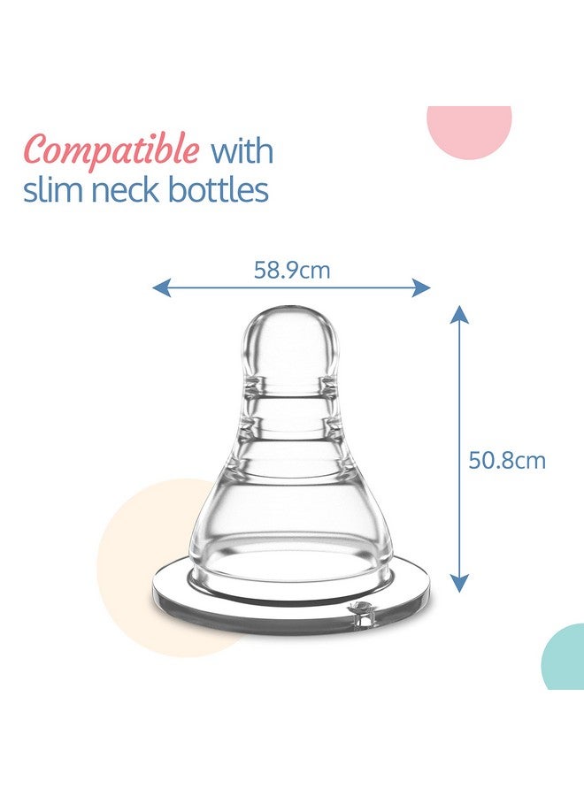 لوفلاب حلمة/حلمة أساسية مضادة للمغص من LuvLap لزجاجة ذات عنق رفيع، 4 قطع تدفق سريع، 6 أشهر+، مصنوعة من السيليكون الناعم والمرن، شكل مريح، تحاكي الرضاعة الطبيعية، مقاومة للتسرب، خالية من مادة BPA، تأتي مع قاعدة متينة - Image 5