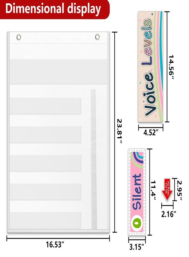 Amzoya Voice Level Classroom Pocket Chart,Boho Voice Level Classroom Decor/Classroom Management (White) - Image 2
