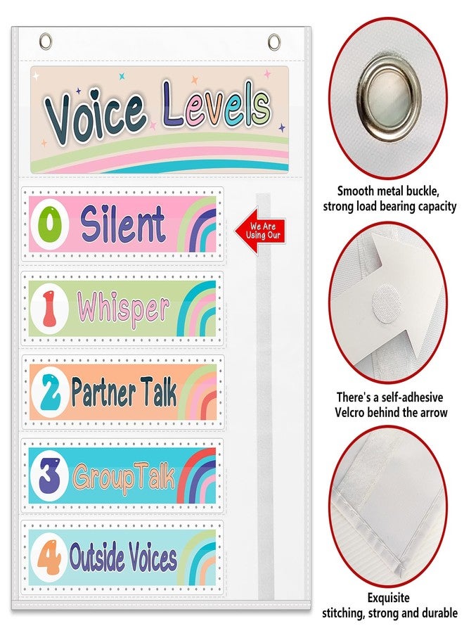 Amzoya Voice Level Classroom Pocket Chart,Boho Voice Level Classroom Decor/Classroom Management (White) - Image 4
