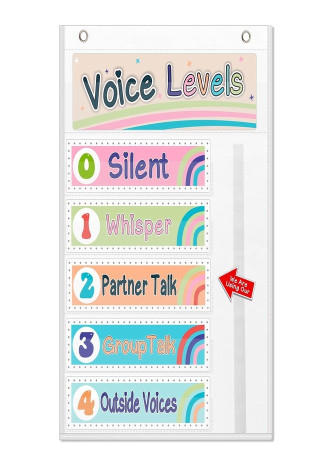 Amzoya Voice Level Classroom Pocket Chart,Boho Voice Level Classroom Decor/Classroom Management (White) - Image 1
