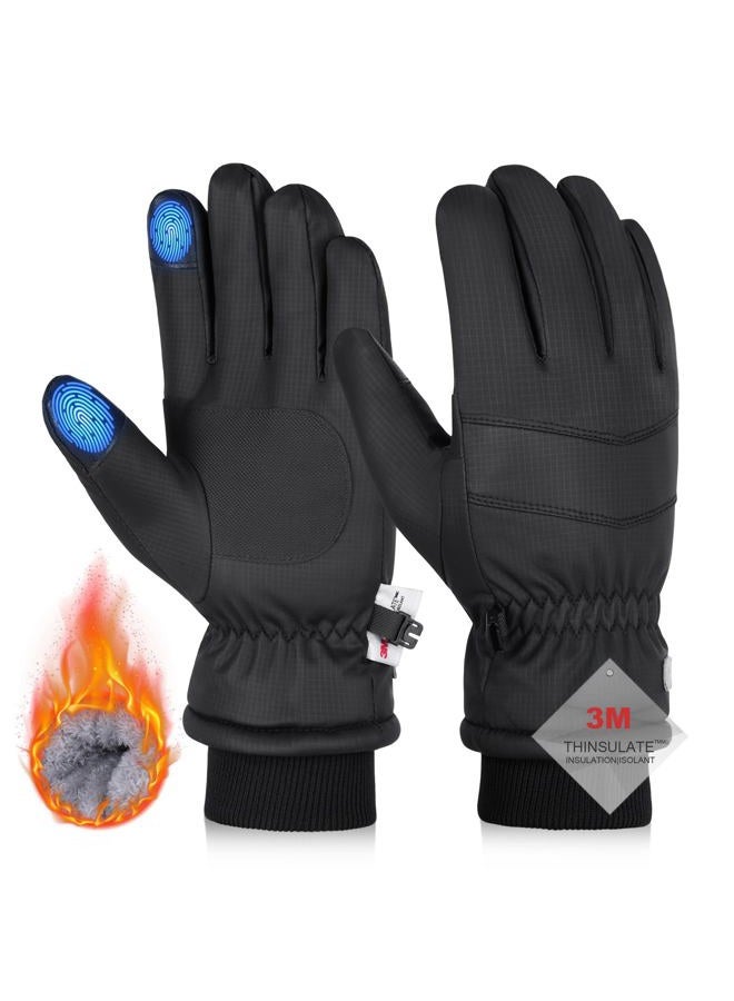 Sukeen 20°F Winter Gloves Men Women 3M Thinsulate Thermal Gloves Touchscreen Water-Resistant Snow Ski Glove for Cold Weather, Black, L - Image 1