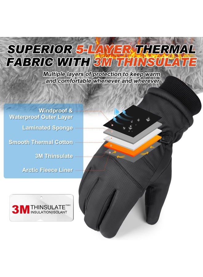 Sukeen 20°F Winter Gloves Men Women 3M Thinsulate Thermal Gloves Touchscreen Water-Resistant Snow Ski Glove for Cold Weather, Black, L - Image 2