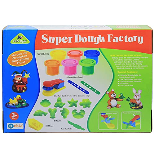 Ekta Ekta Fun-Doh Super Dough Factory Kids Playing Modelling Clay Set - Multicolor - Image 4