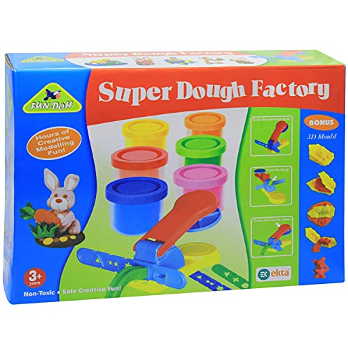 Ekta Ekta Fun-Doh Super Dough Factory Kids Playing Modelling Clay Set - Multicolor - Image 3