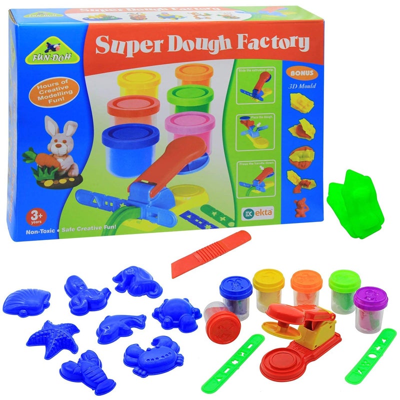 Ekta Ekta Fun-Doh Super Dough Factory Kids Playing Modelling Clay Set - Multicolor - Image 5