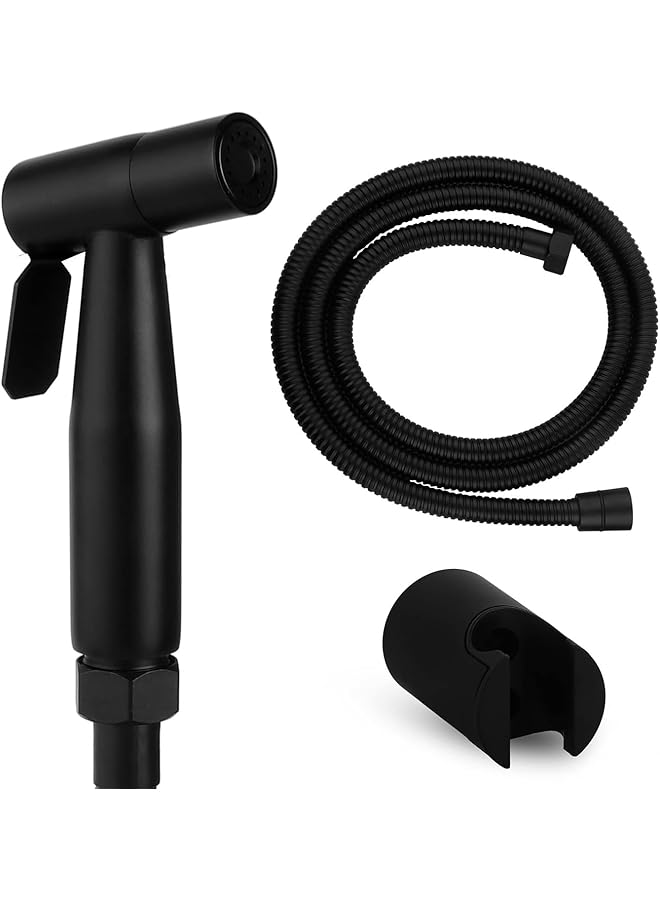 The Bros Handheld Bidet Sprayer for Toilet, ABS Plastic Bathroom Jet Spray with 1.2 Meter Shower Tube, Portable Adjustable Water Pressure Handheld Bidet Sprayer for Bathroom (Black) - Image 1