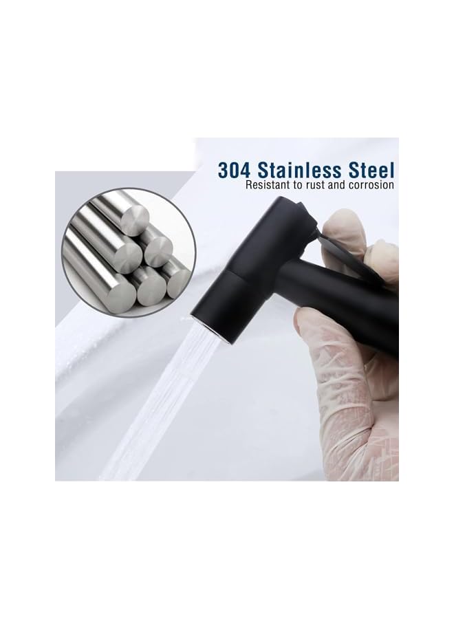 The Bros Handheld Bidet Sprayer for Toilet, ABS Plastic Bathroom Jet Spray with 1.2 Meter Shower Tube, Portable Adjustable Water Pressure Handheld Bidet Sprayer for Bathroom (Black) - Image 4