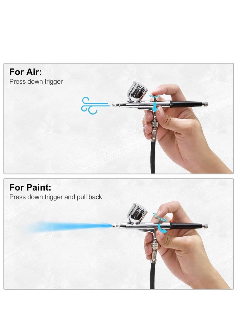 Arabest - Airbrush kit with Air Compressor, Air Brush Spray Gun, Portable Dual Action Airbrush Pen for Painting Makeup Cake Decorating Nail Art Clothes Cookies DIY Tool - Image 1