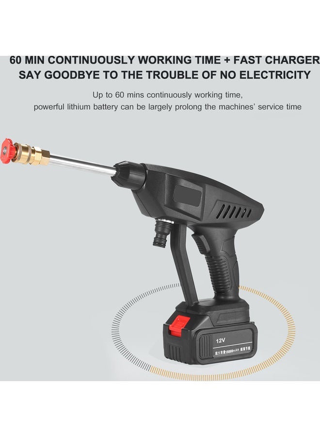 15A Cordless Handheld Wireless Pressure Washer – 30Bar High-Pressure Cleaner in Black – Portable Power Washer with Rechargeable Battery, Compact Design (30x12x25cm) – Ideal for Cars, Bikes & Outdoor Use - Image 2