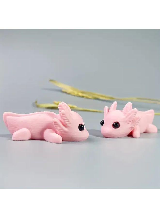 Pink Salamander Figurine With Blue Green Crystal Accents Desktop Decor Gift 1pc - Image 2