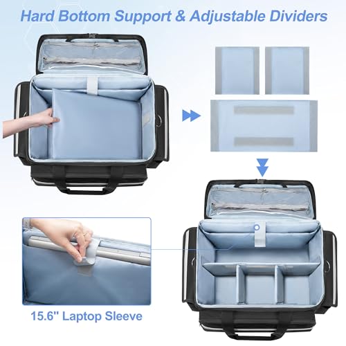 Trunab Medical Bag on Wheels with Detachable Trolley, Rolling Nurse Tote with Removable Dividers, First Responder Bag Empty with Adjustable Shoulder Strap for Nurse, Doctor - Image 3