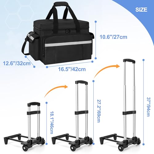 Trunab Medical Bag on Wheels with Detachable Trolley, Rolling Nurse Tote with Removable Dividers, First Responder Bag Empty with Adjustable Shoulder Strap for Nurse, Doctor - Image 5