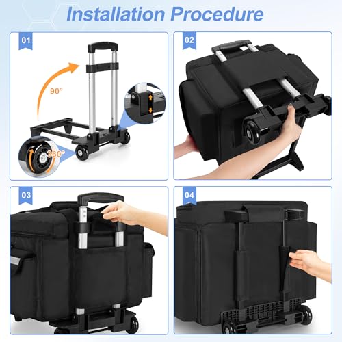 Trunab Medical Bag on Wheels with Detachable Trolley, Rolling Nurse Tote with Removable Dividers, First Responder Bag Empty with Adjustable Shoulder Strap for Nurse, Doctor - Image 4