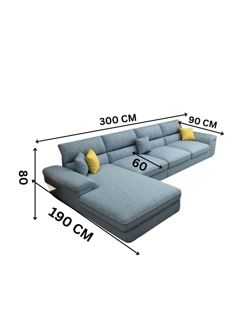 MAB FURNISHINGS GLFF Overstuffed Multifunction Wooden Frame Sofa Set for Luxurious Living - Blue