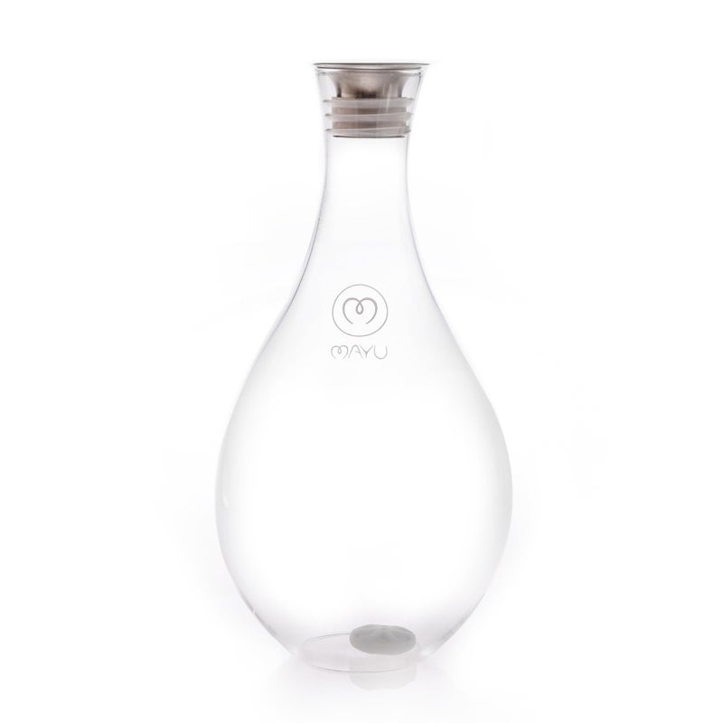 MAYU Water Borosilicate Glass Carafe  Handblowntempered Crystal Clear Carafe of MAYU Water Swirl Pitcher  51 Oz 15L  Stainless Steel Pouring Spout  Swirl Base Not Included