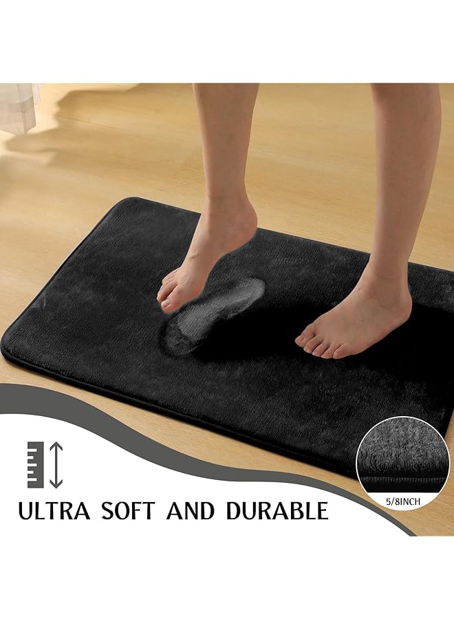 SAGREENY 3 Piece Memory Foam Bathroom Rugs Sets Non Slip And Quick Dry Bath Mat Ultra Soft Velvet Bath Rugs For Bathroom Toilet And Shower Floor Black - Image 5