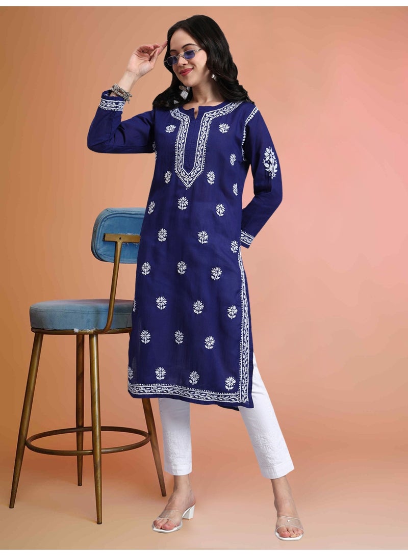 Alaya Hand Embroidered Chikankari Cotton Kurta-AL3999 - Image 1