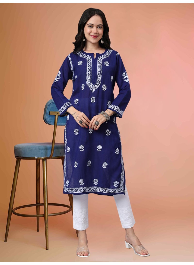 Alaya Hand Embroidered Chikankari Cotton Kurta-AL3999 - Image 3