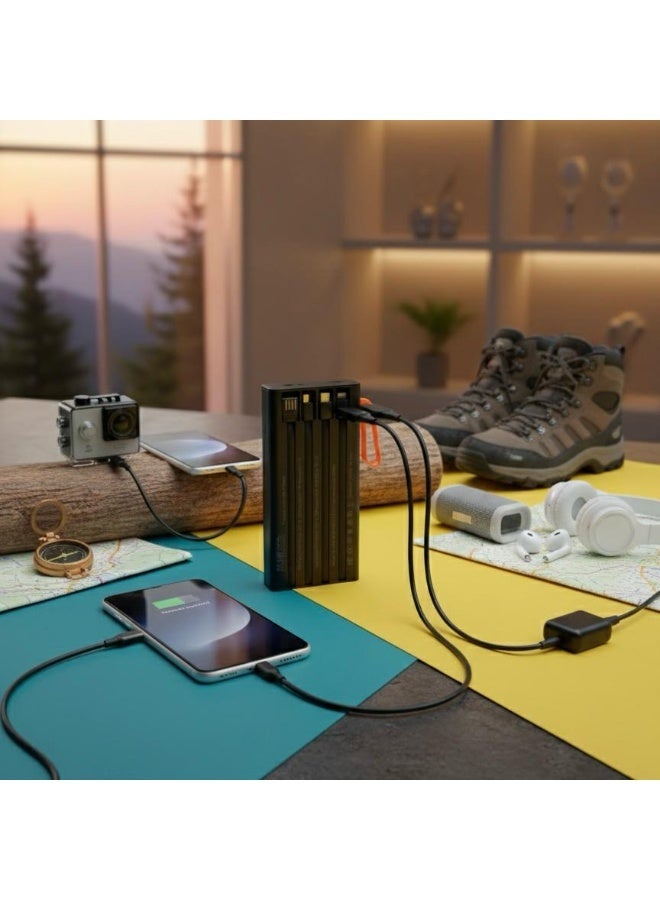 Fast Charging Power Bank – High-Speed Portable Charger with Multiple ports, LED Light, Built-in Carrying Strap and built in four cables - Image 3