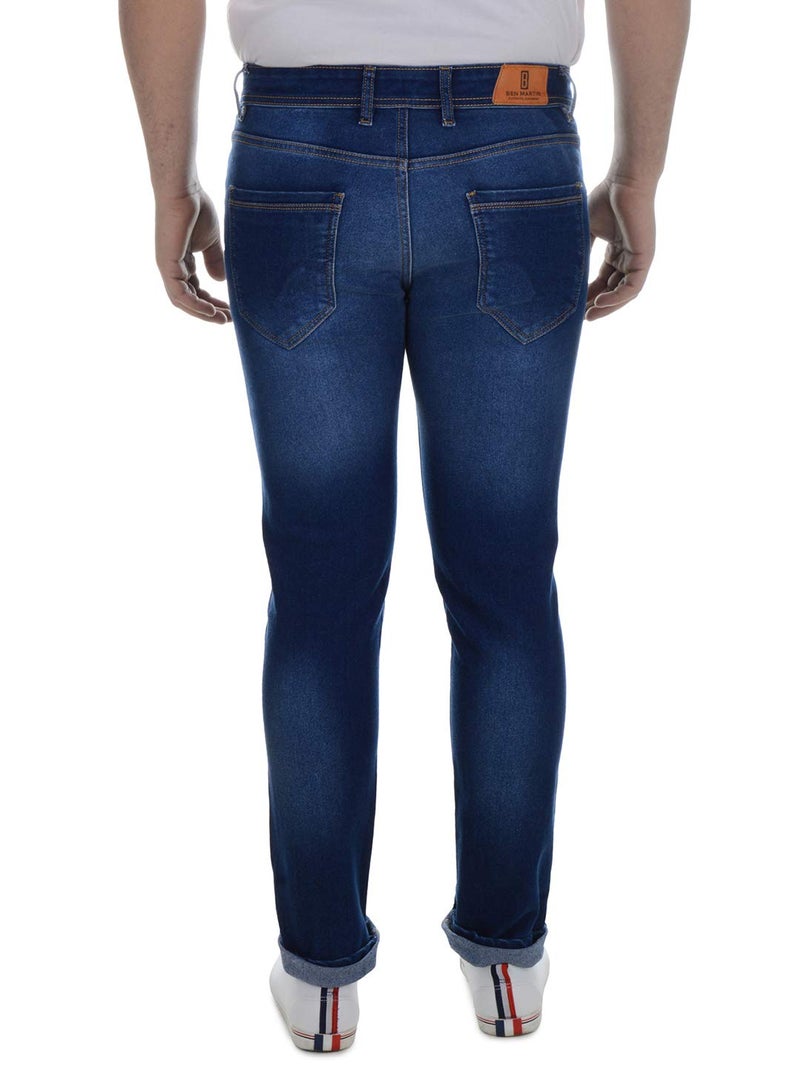 Ben Martin Men's Regular Fit Stretchable 38 Size Dark Blue Cotton Denim Jeans Pant for Men, JJ3-18 - Image 2