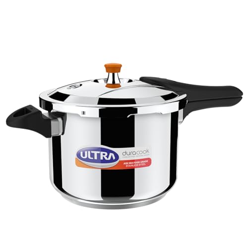 Ultra Duracook Pressure Cooker 6.5 Litre | AISI 304 Food Grade Stainless Steel Cooker | 10 Years Warranty | High Impact 3-Layer Composite Base | Froth Collector | Injection Moulded Bakelite Handle - Image 2