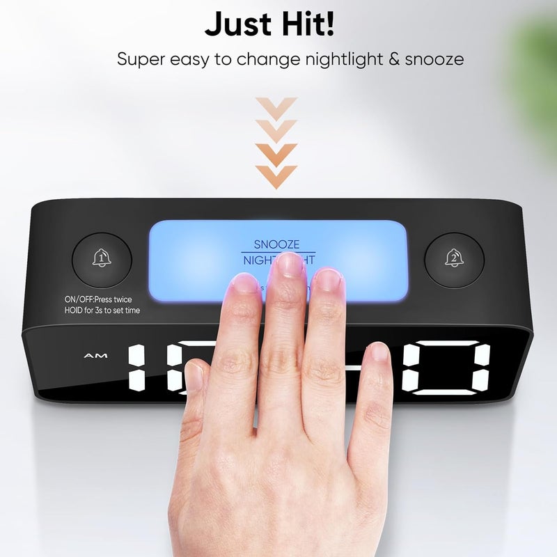 RUCON RGB Super Loud Alarm Clock for Heavy Sleepers AdultsDigital Clock with 7 Color NightLightAdjustable Volume Small Clocks for Bedrooms Bedsideok to Wake for KidsTeens BlackRGB - Image 2