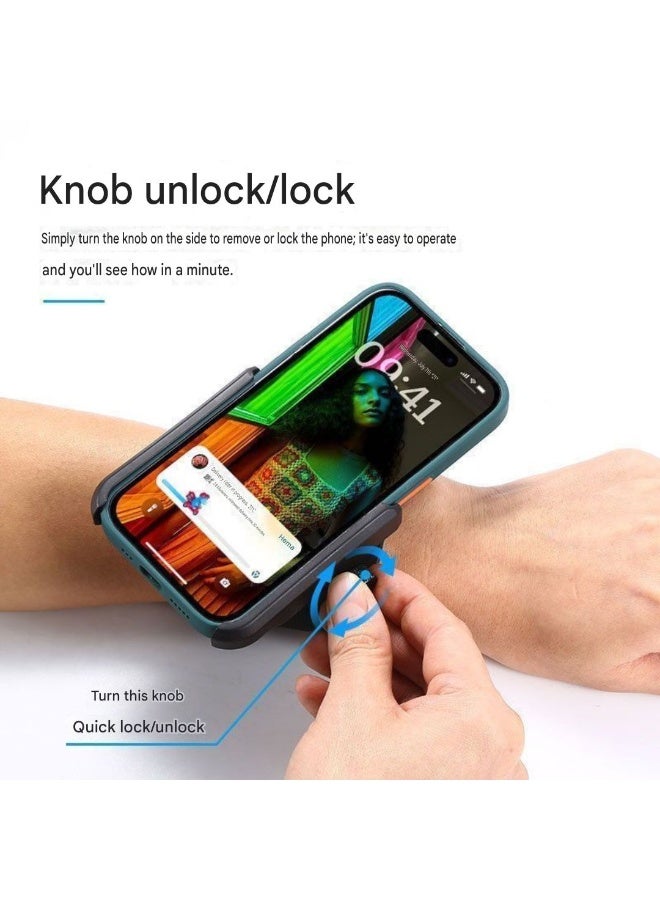 حامل هاتف على شكل سوار للجري وركوب الدراجات والتمرين - قابل للدوران والفصل - حزام معصم وذراع عالمي لأي هاتف - Image 5