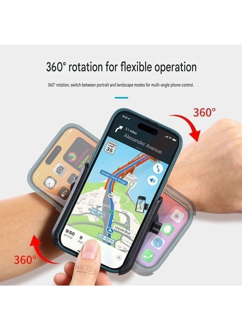 حامل هاتف على شكل سوار للجري وركوب الدراجات والتمرين - قابل للدوران والفصل - حزام معصم وذراع عالمي لأي هاتف - Image 3