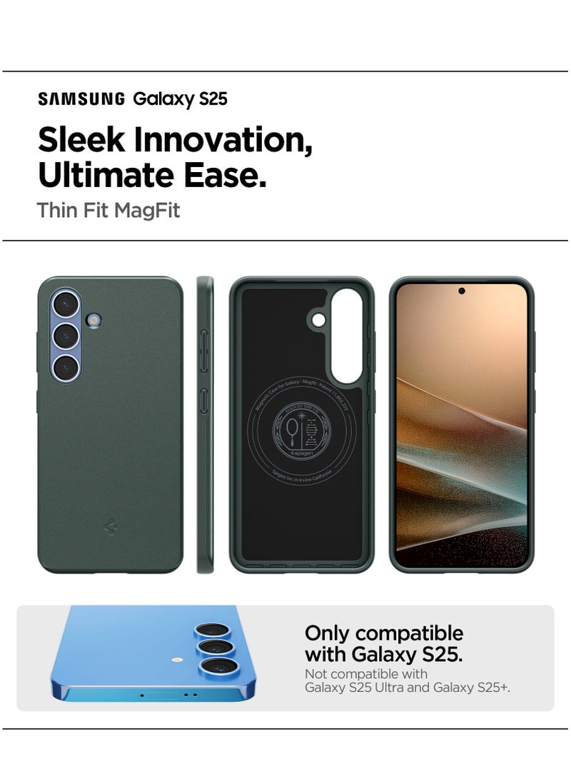 Spigen غطاء ماغ فيت رفيع لجهاز سامسونج جالاكسي S25 مع ميزة ماغ سيف (2025) - أخضر عميق - Image 2