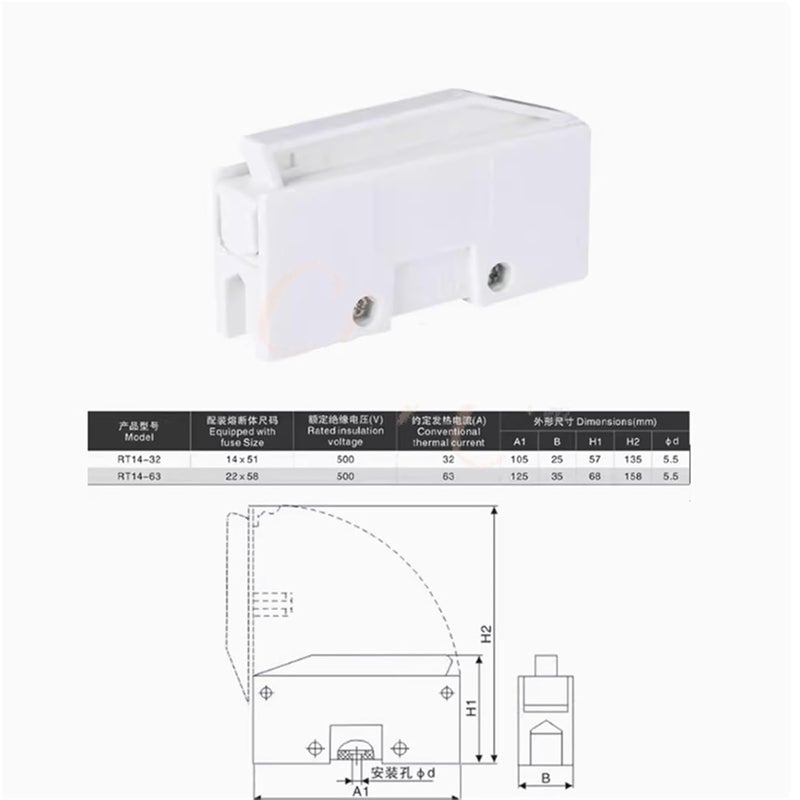 RT14 32 قاعدة قلب فتيل أسطوانية 63A 14X51مم 20 قطعة 380V 50A 40A 32A - Image 5