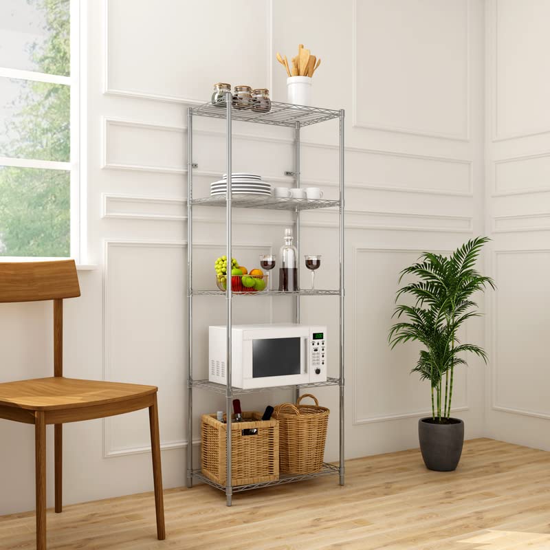 TUNEHOME TUNEHOME Kitchen Cabinet 5 Shelf Silver Metal  - Image 1