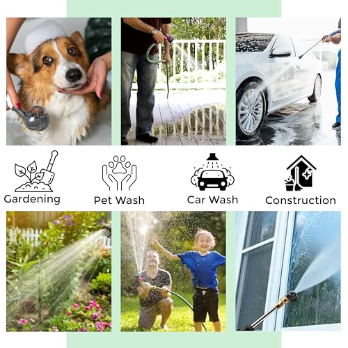 ROOTS & LEAF 10 Metres Braided Hose Pipe with Nozzle Sprayer and Snap-in Connector for Watering Home Garden, Car Washing, Floor Cleaning & Pet Bathing (1/2 Inch, Green) - Pack of 1 - Image 2