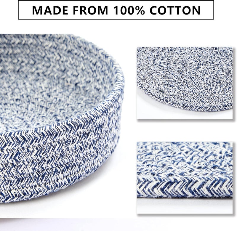 Coga Trivets for Hot Dishes Trivets for Hot Pots and Pans 7 Inchs Hot Pads 5 Pcs and Storage Basket for Countertops Pot Holders for Kitchen Cotton Table Protector Hot Mats Heat Resistant Blue - Image 3