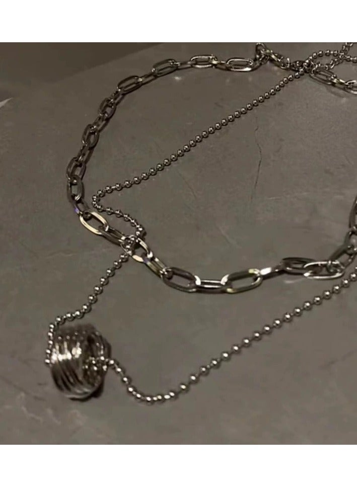 Goolsky Titanium Steel Layered Necklace for Women – Minimalist Double Chain Statement Jewelry, Fall/Winter Fashion Accessory - Image 3