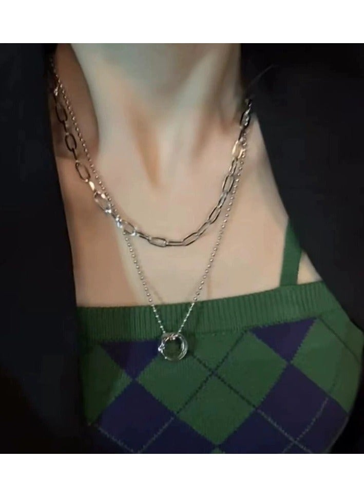 Goolsky Titanium Steel Layered Necklace for Women – Minimalist Double Chain Statement Jewelry, Fall/Winter Fashion Accessory - Image 2