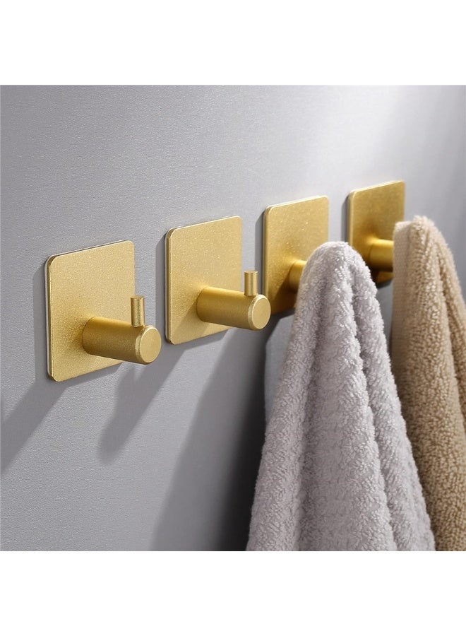 8 حزمة جدار الخطاك ، 304 الفولاذ المقاوم للصدأ اللاصق معلقة الخطاك ، لا الحفر الثقيلة للماء منشفة خطاك رداء معلقة للمطبخ المنزلي مكتب الحمام (الذهب / 8pcs) - Image 3