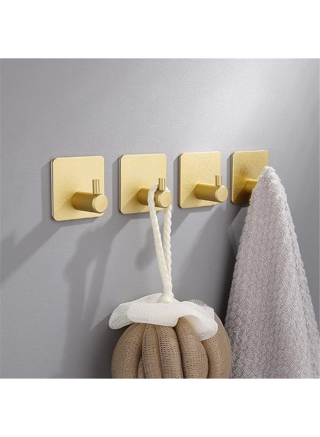 8 حزمة جدار الخطاك ، 304 الفولاذ المقاوم للصدأ اللاصق معلقة الخطاك ، لا الحفر الثقيلة للماء منشفة خطاك رداء معلقة للمطبخ المنزلي مكتب الحمام (الذهب / 8pcs) - Image 4