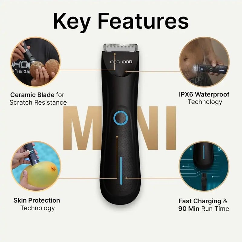 MENHOOD Balls Trimmer for Men | Grooming Trimmers for Sensitive Area | Suitable for Body Hair and Pubic Hair | Electric Shaver for Men with 150 Min Runtime (Trimmer Mini) - Image 4