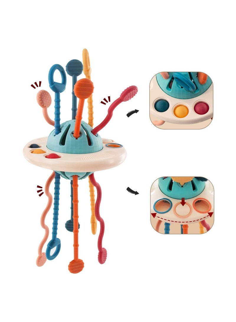 Y&D Pull String Activity Toy, SYOSI Montessori Toys, UFO Food Grade Silicone Sensory Toys for Babies, Baby Fine Motor Skills Gift, Toy Exercise Hand Movements, 1-3 Years Old  - Image 1