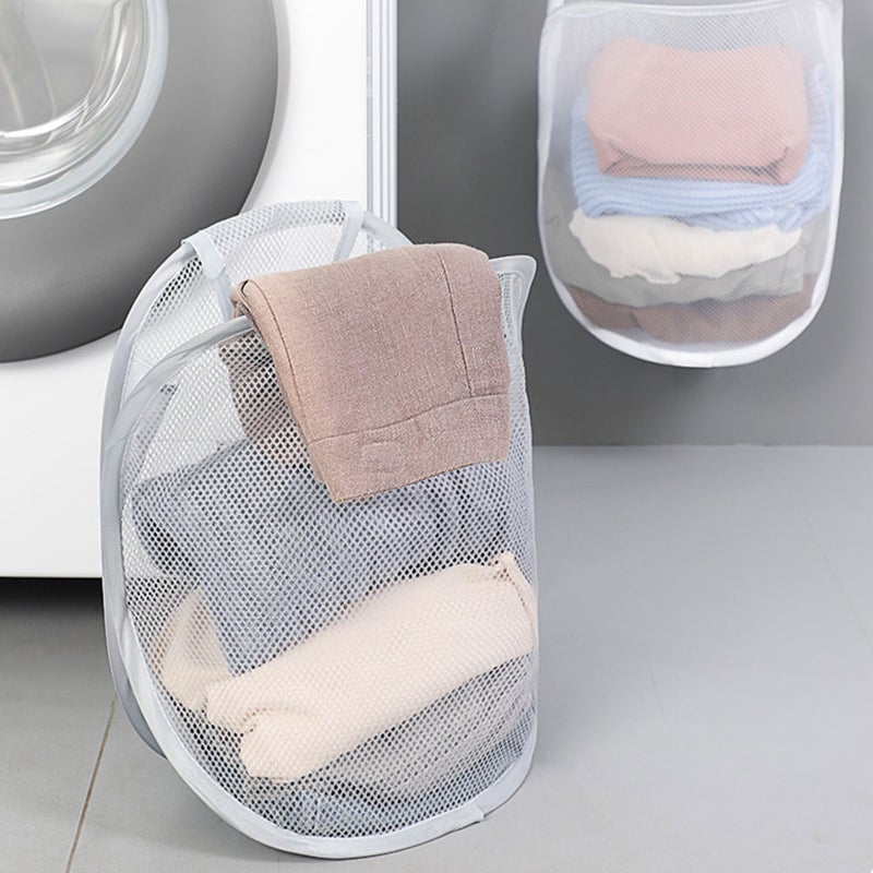 2Pcs Wall Mount Hamper Mesh Laundry Container Foldable Hamper Dirty Clothes Organizer - Image 1