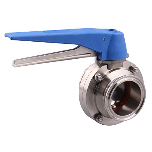 DERNORD Butterfly Valve with Blue Trigger Handle Stainless Steel 304 Tri Clamp Clover (2inch Tri Clamp Butterfly Valve) - Image 4