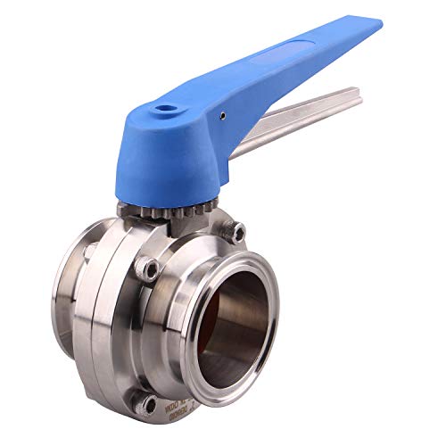 DERNORD Butterfly Valve with Blue Trigger Handle Stainless Steel 304 Tri Clamp Clover (2inch Tri Clamp Butterfly Valve) - Image 2