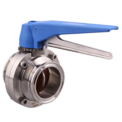 DERNORD Butterfly Valve with Blue Trigger Handle Stainless Steel 304 Tri Clamp Clover (2inch Tri Clamp Butterfly Valve) - Image 1
