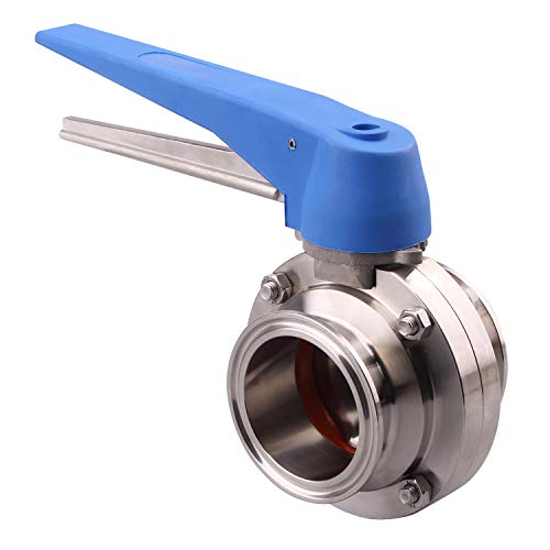 DERNORD Butterfly Valve with Blue Trigger Handle Stainless Steel 304 Tri Clamp Clover (2inch Tri Clamp Butterfly Valve) - Image 5