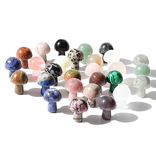 Sierslo Sierslo 10PCS Mini Natural Rose Quartz All Kinds of Gemstone Carving Crafts Crystal Mushrooms for Home Decoration 