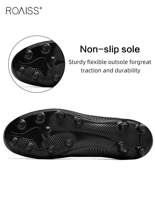 roaiss Men Track and Field Shoes, High Top Soccer Cleats, Lightweight Spikes Sneakers, Lace-up Track Race Jumping Sneakers, Professional Running Nail Spikes Shoes Black - Image 3