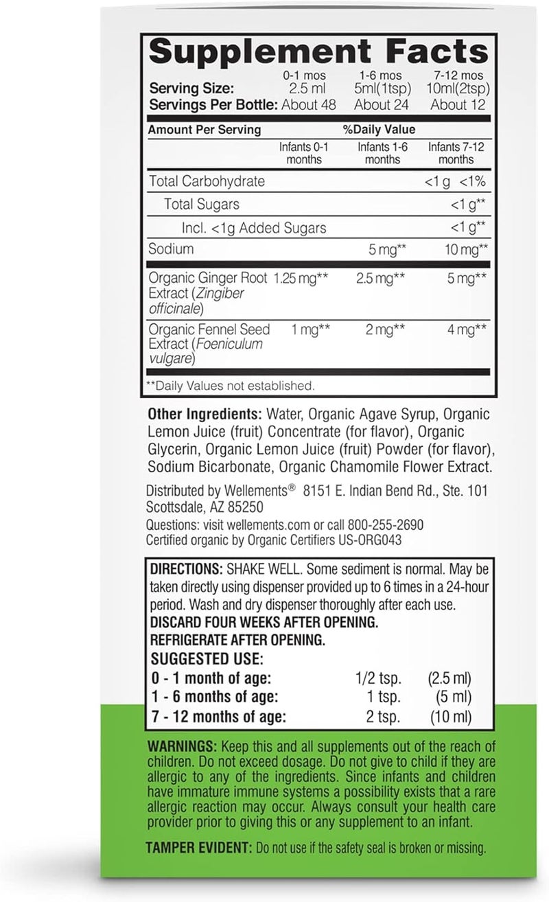 Wellements Gripe Water 4 Fl Oz (Pack of 2) Relieves Occasional Stomach Discomfort from Gas, Fussiness & Hiccups, USDA Certified Organic, Gluten Free & Non GMO, Ages Newborn+ - Image 2